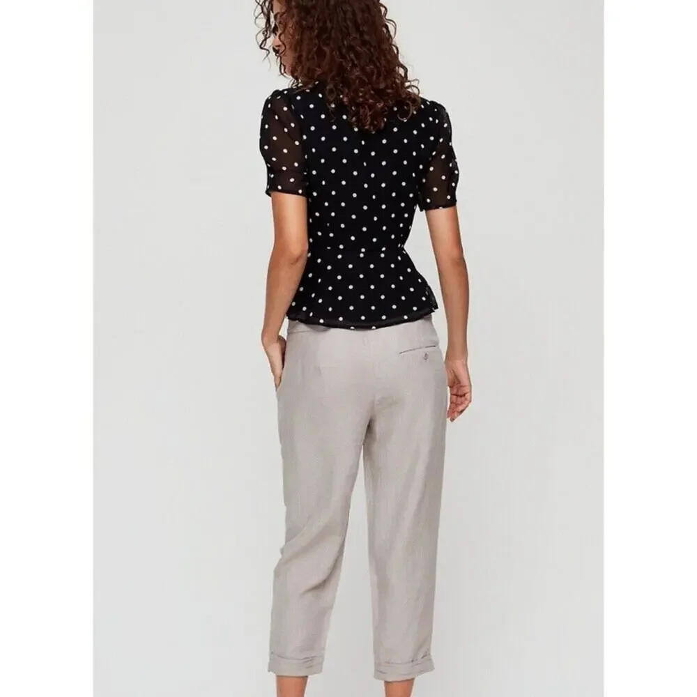 Aritzia Wilfred Allant Pants Cropped Crepe Trousers Casual Summer Boho Sz 4